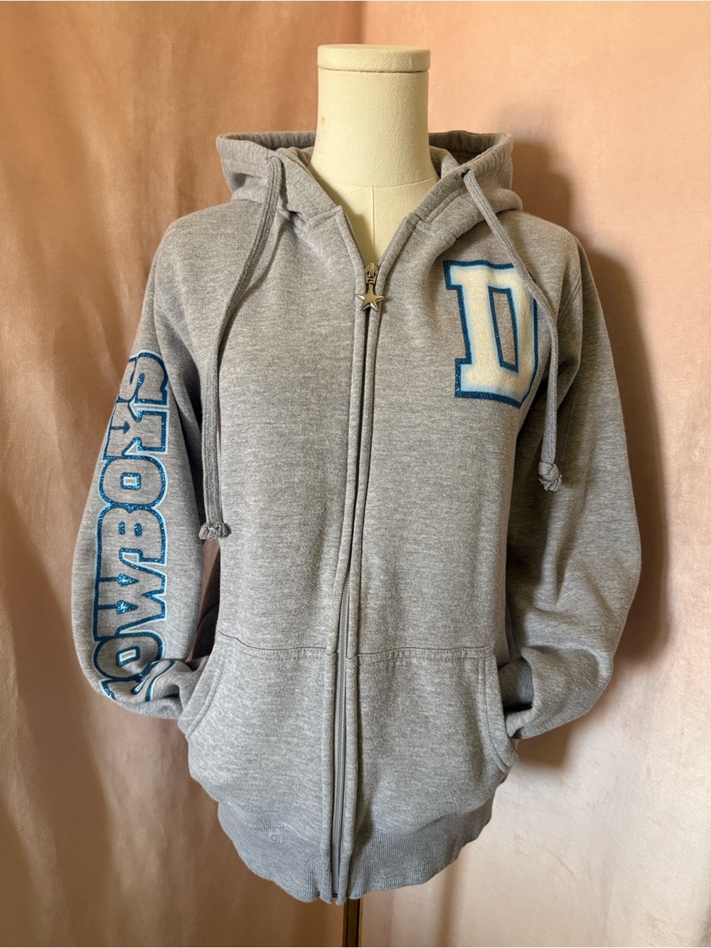 Dallas Cowboys Her Style Grey Zip-Up Hoodie